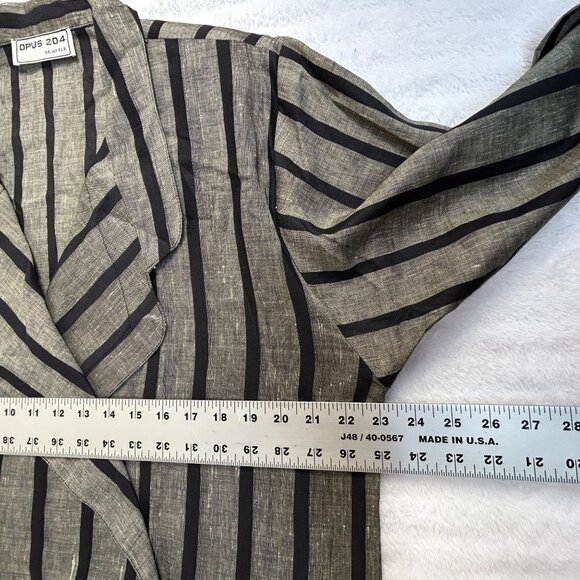Opus 204 Seattle Vintage Striped Linen Long Coat Jacket Duster Robe Lagenlook - Picture 9 of 12